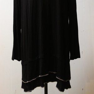 Origami by Vivien Black Long Sleeve Dress with Rhinestone bottom.